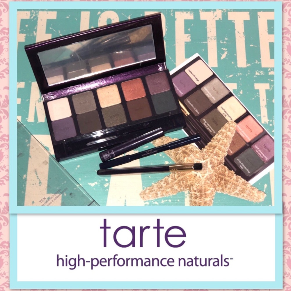 💜 New TARTE Ten Eye Shadow Palette w/ Mascara, Shimmering Gold Amethyst Copper